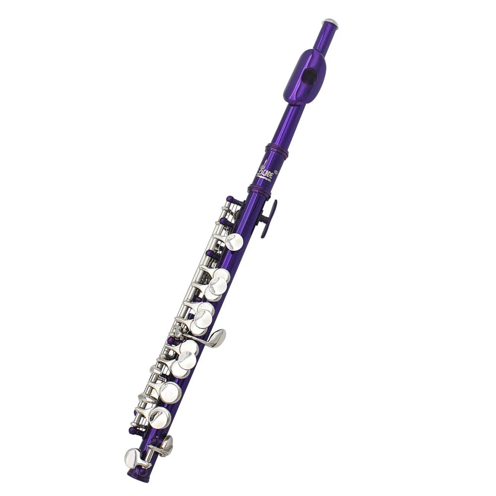 Purple piccolo 16 holes + E key half-size flute cupronickel with leather case