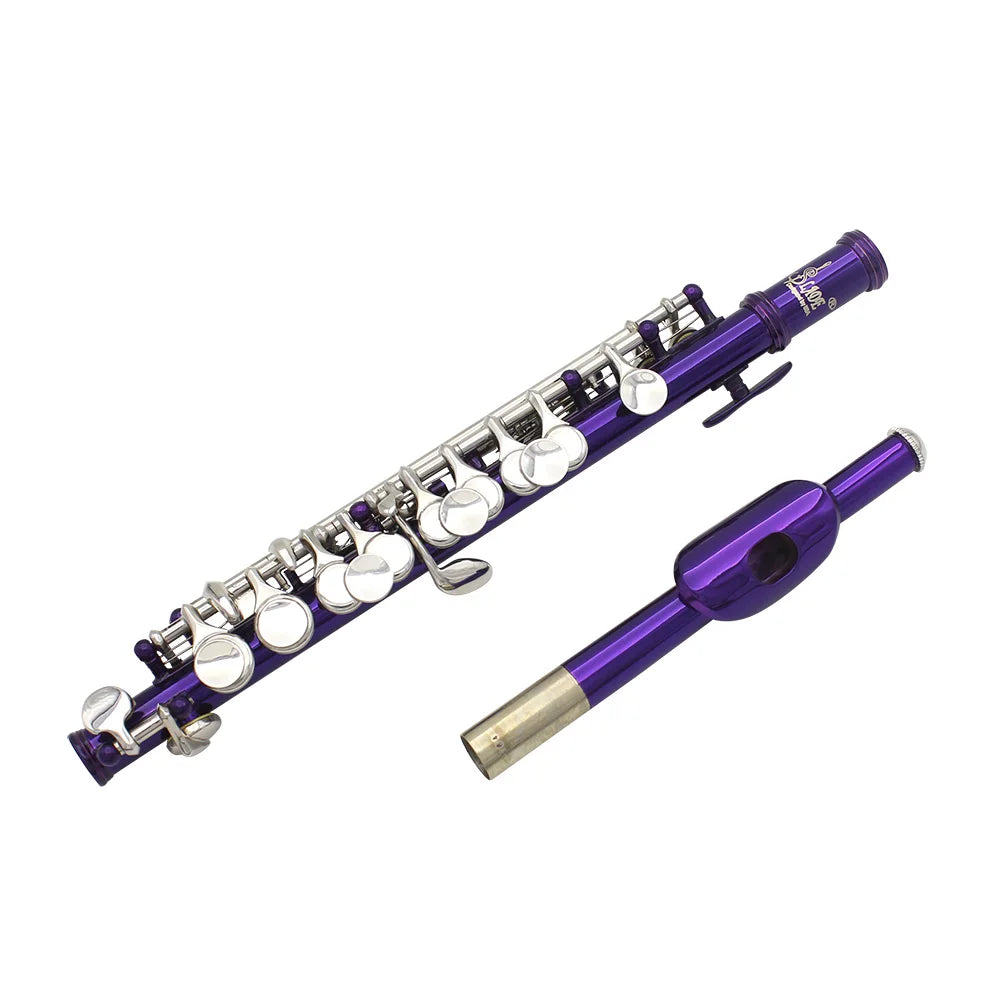 Purple piccolo 16 holes + E key half-size flute cupronickel with leather case