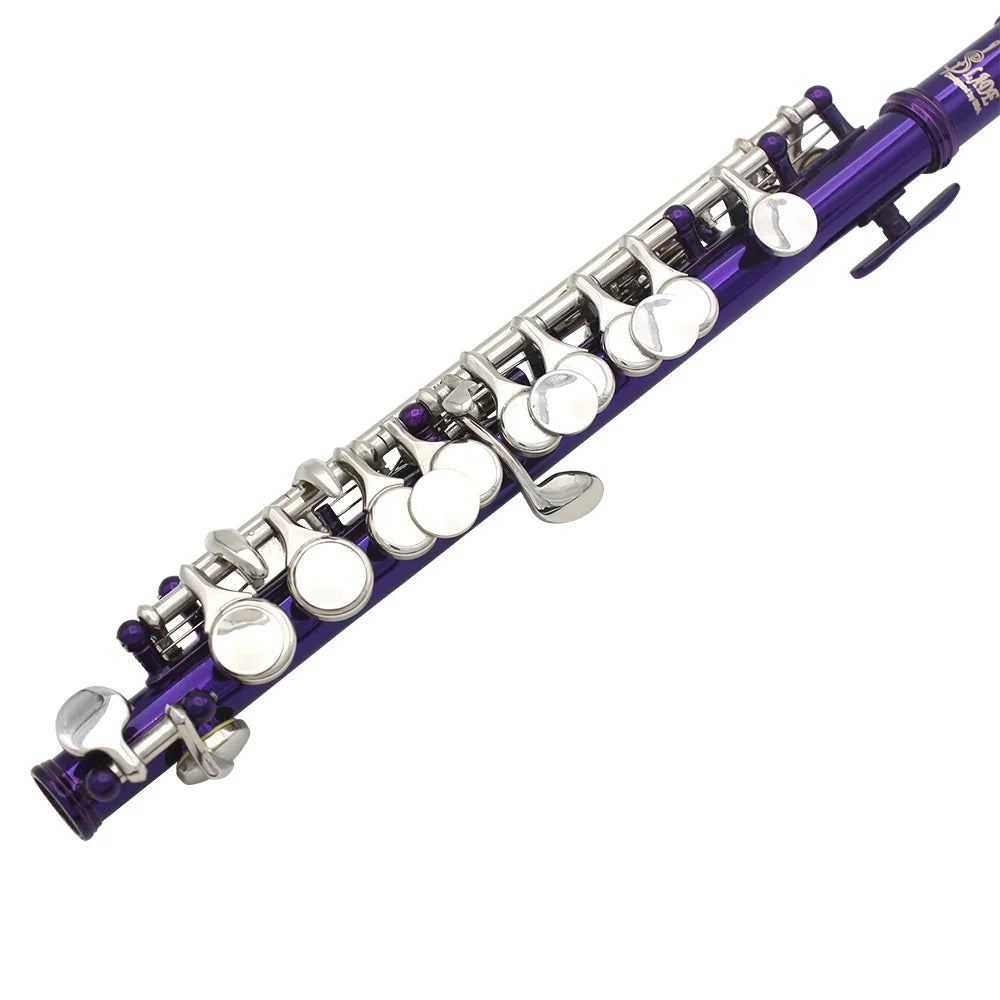 MMOOKA Purple piccolo 16 holes + E key half-size flute cupronickel with leather case