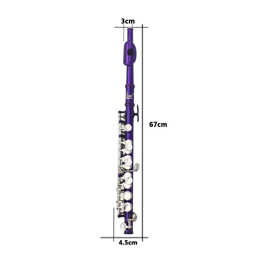 MMOOKA Purple piccolo 16 holes + E key half-size flute cupronickel with leather case