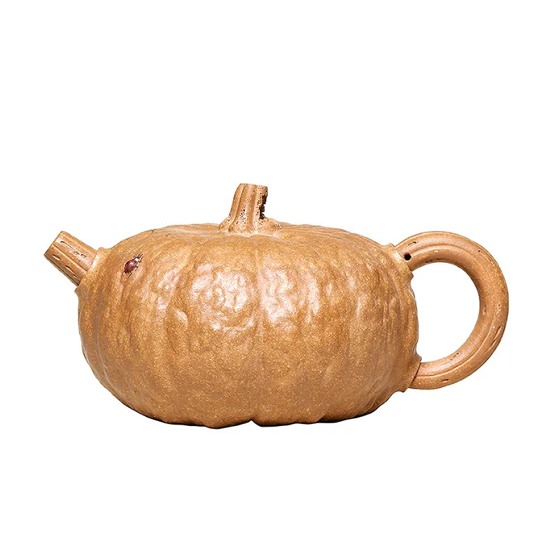 Qianxi Yixing Handmade Purple Clay Teapot Household Tea Set Chen Zhen Boutique Raw Ore Beige Clay Pumpkin Pot Loop-Handled Teapo