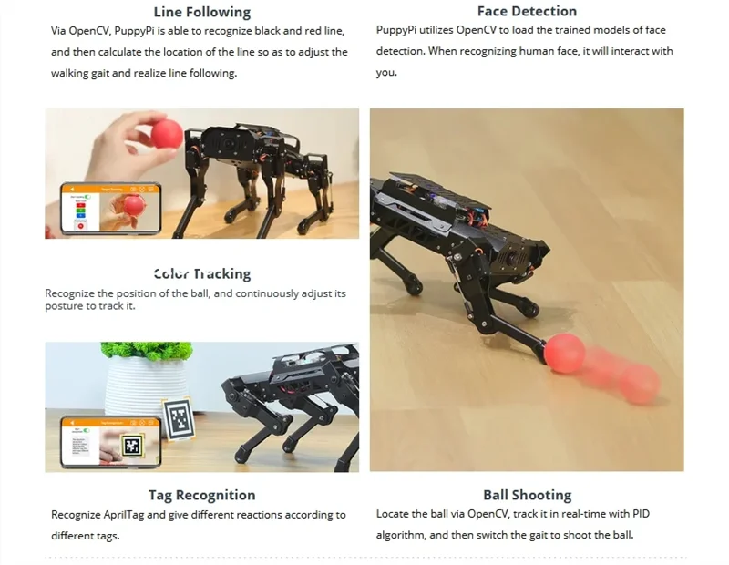 Quadruped Robot with AI Vision Powered by Raspberry Pi ROS Open Source Robot Dog for Hiwonder