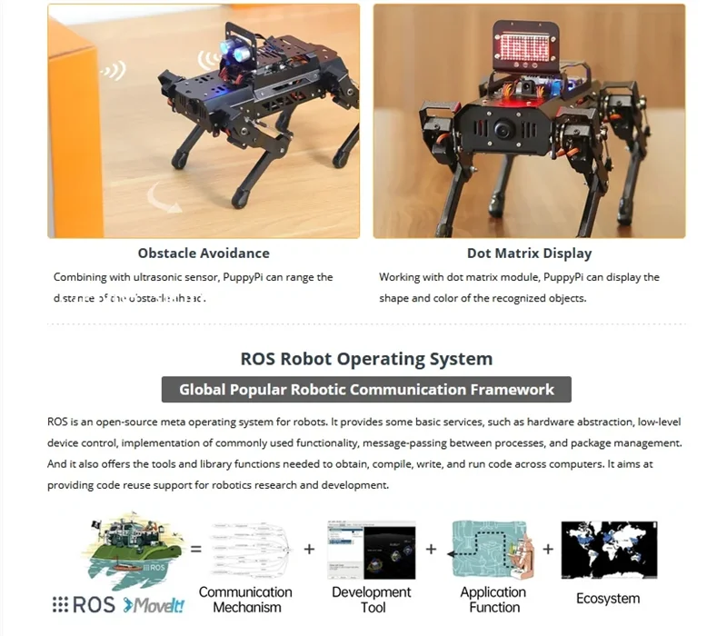 Quadruped Robot with AI Vision Powered by Raspberry Pi ROS Open Source Robot Dog for Hiwonder