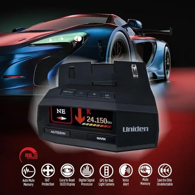 R8 Extreme Long-Range Radar/Laser Detector, Dual-Antennas Front & Rear Detection , Built-in GPS W/Real-Time Alerts,HOT