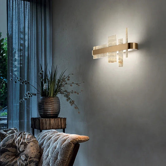 Retro Marble Series LED Chandelier Living Room Lighting Glossy Hanging Light Fixture