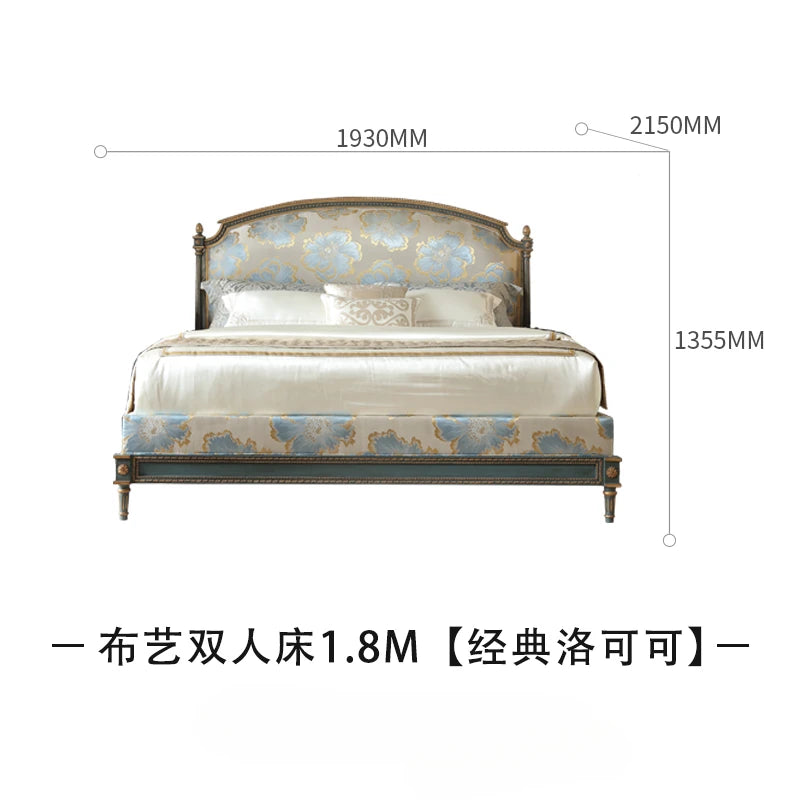 Retro double bed, old 1.8m master bed, European high-end embroidered wedding bed