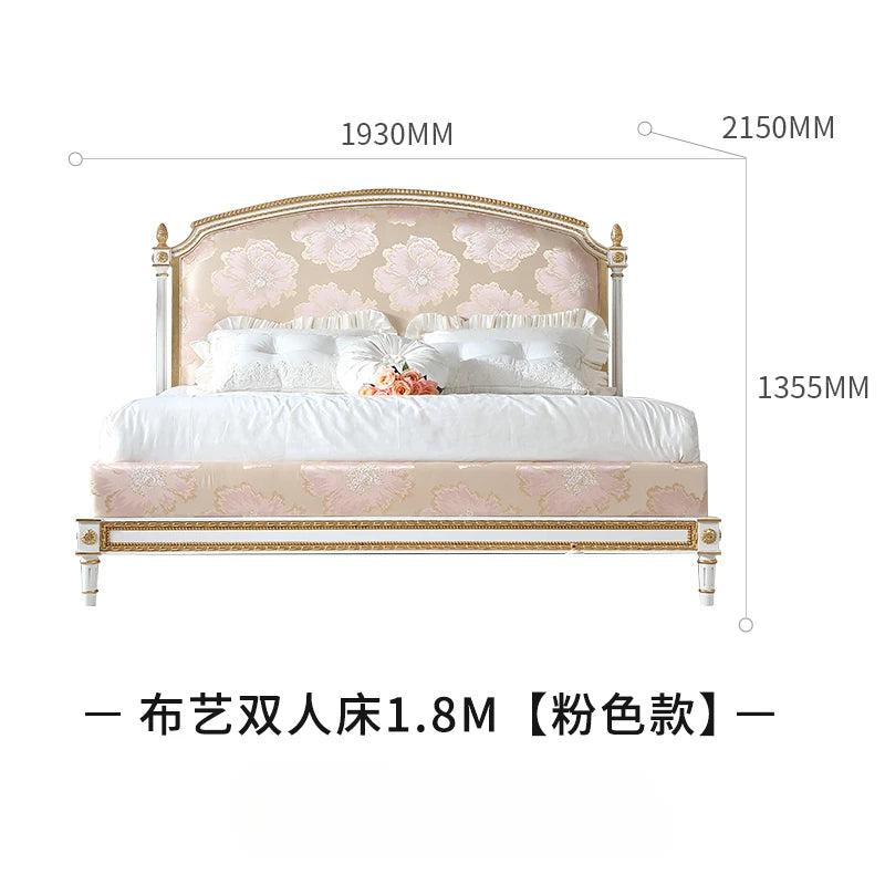 Retro double bed, old 1.8m master bed, European high-end embroidered wedding bed