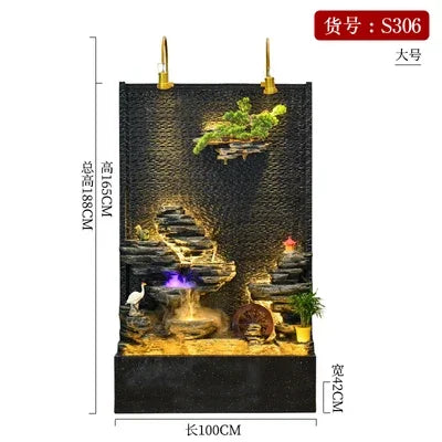 Rockery and flowing water landscape water curtain wall/entrance screen hotel villa courtyard decoration hall water feature wall