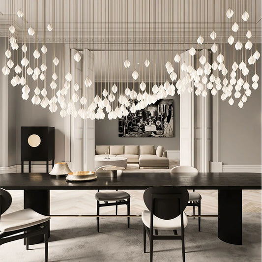Royal Modern Simple Chandelier Nordic Ceramic Magnolia Pendant Light for Living Room Restaurant Hotel Hall Indoor Decor Fixture