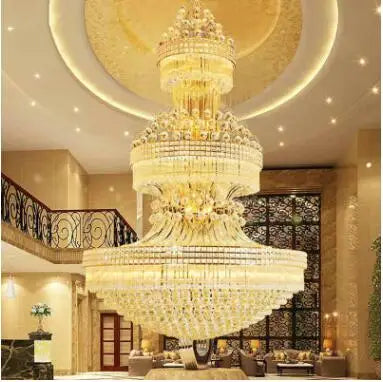 S gold LED crystal chandelier Duplex staircase hotel lobby club villa living room engineering lighting 1.2 1.5 m