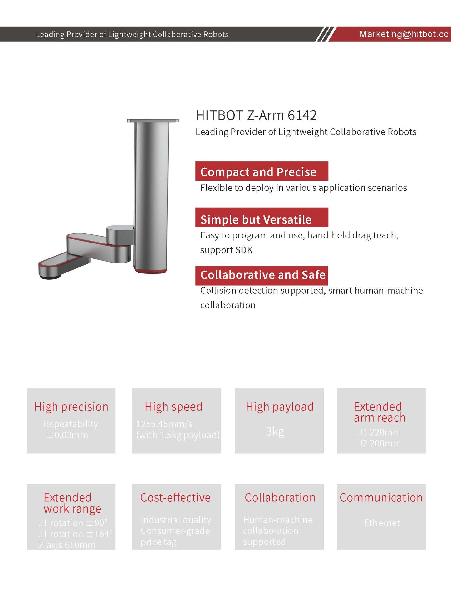 Robot Manipulator HITBOT Z-Arm 6142 Arm Robot Industrial Manipulator for Welding Soldering Robot