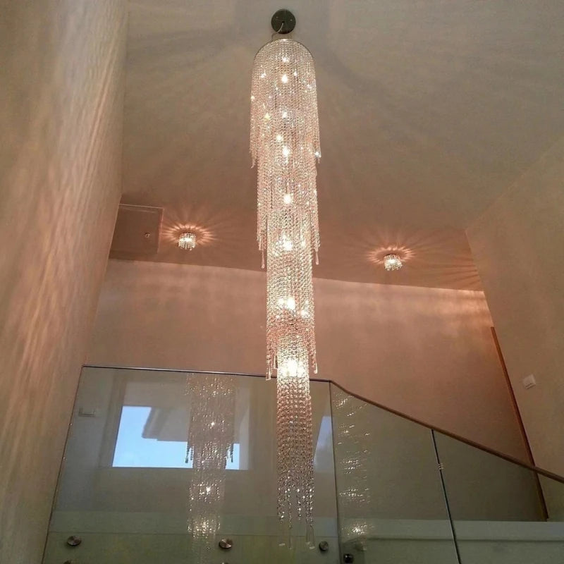 Crystal chandeliers luxury staircase decorative lights Villa high living room decorative lighting