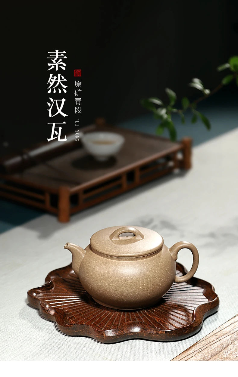 Centennial Liyong Yixing Famous Pure Handmade Purple Clay Pot Raw Ore Green Segment Mud Plain Han WA Pot Kung Fu Tea Set Teapot