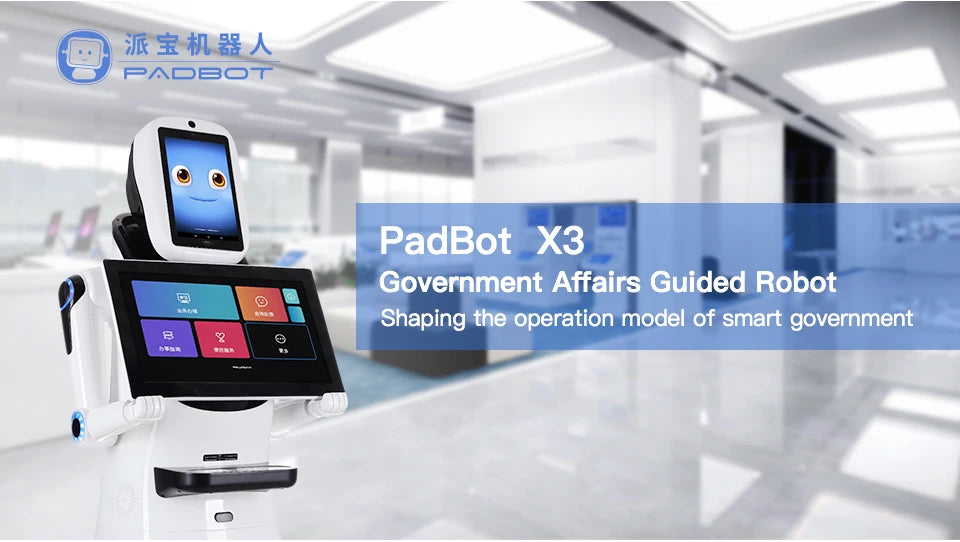 PadBot X3 business service robot artificial intelligence smart goverment face recognization