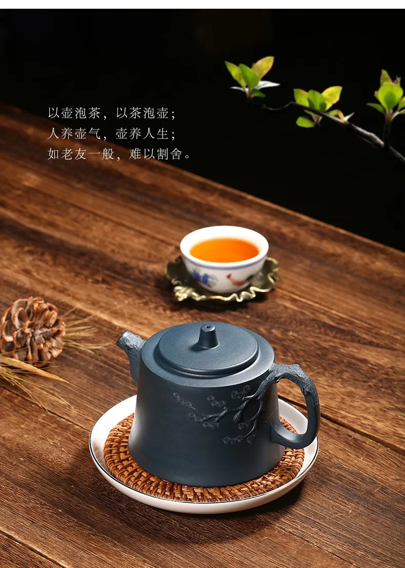 Inverted Xishi Yixing Purple Clay Pot Pure Handmade Teapot Kung Fu Tea Set Pine Style Dark Green Mud