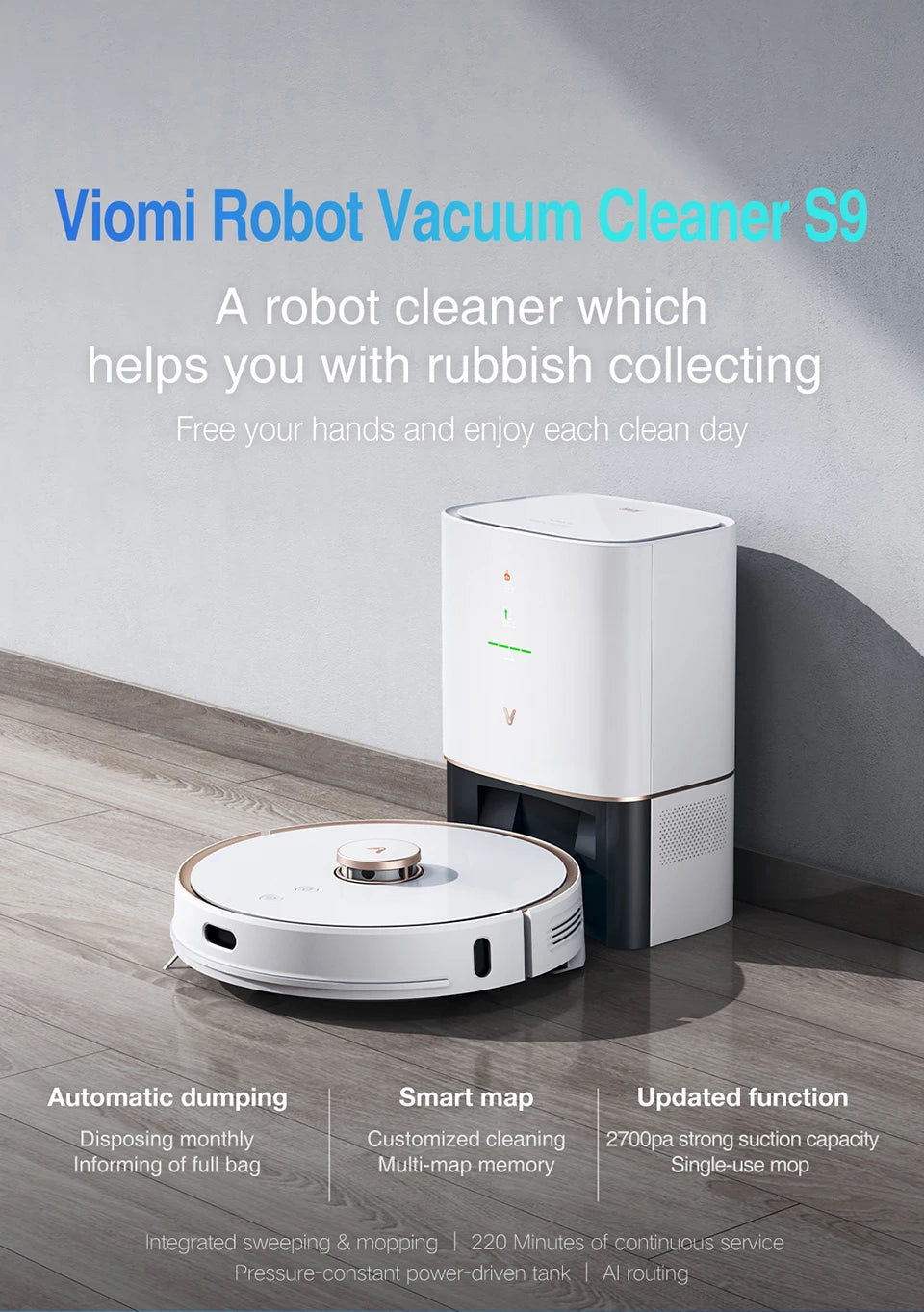 S9 2020 automatic sweeping machine intelligence sweeper mi mop remote control robot vacuum cleaner with dust collection
