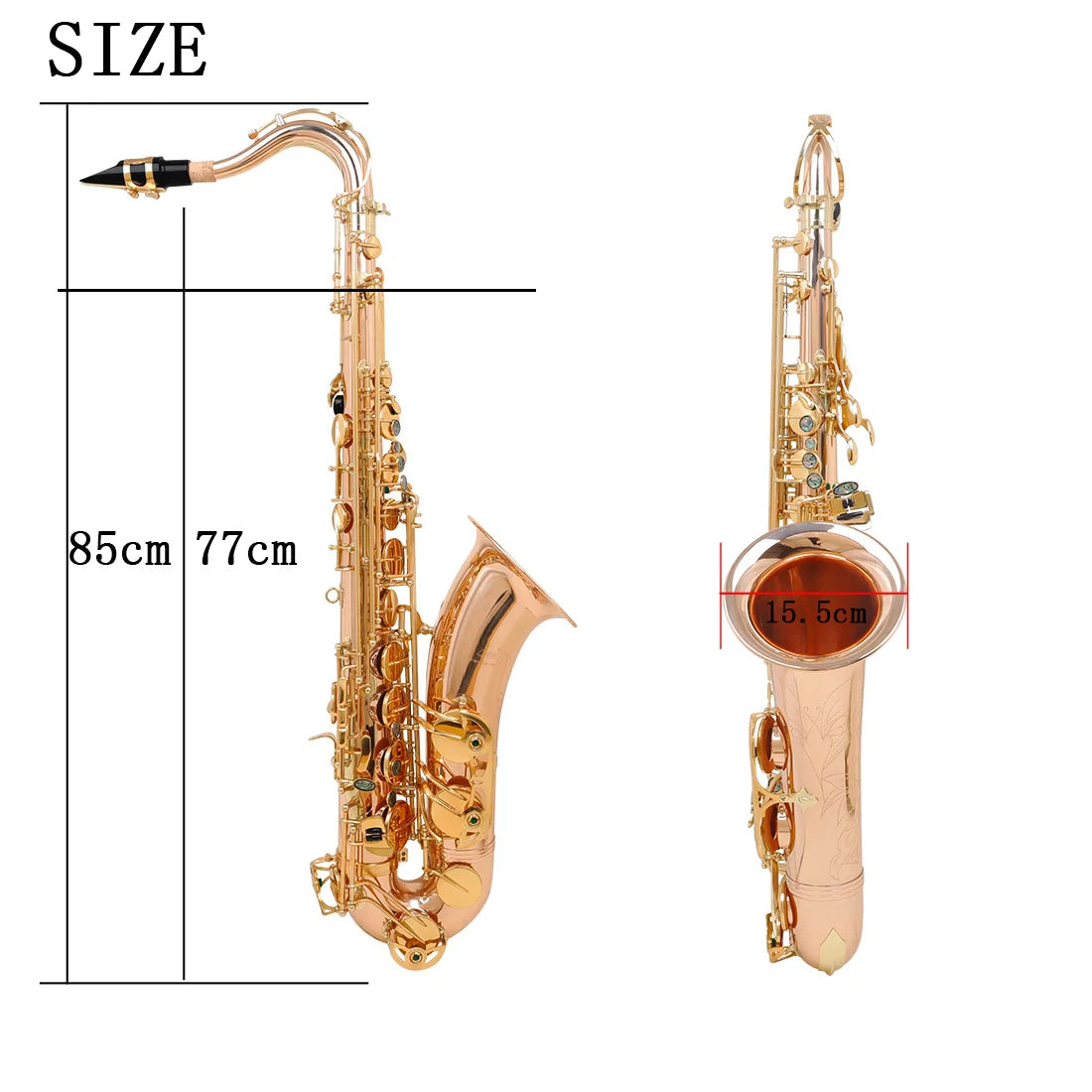 SALDE Tenor Saxophone Brass B-Flat Tenor Laser Engraved Sax Woodwind Instrument With Carrying Case Gloves Parts & Accessories