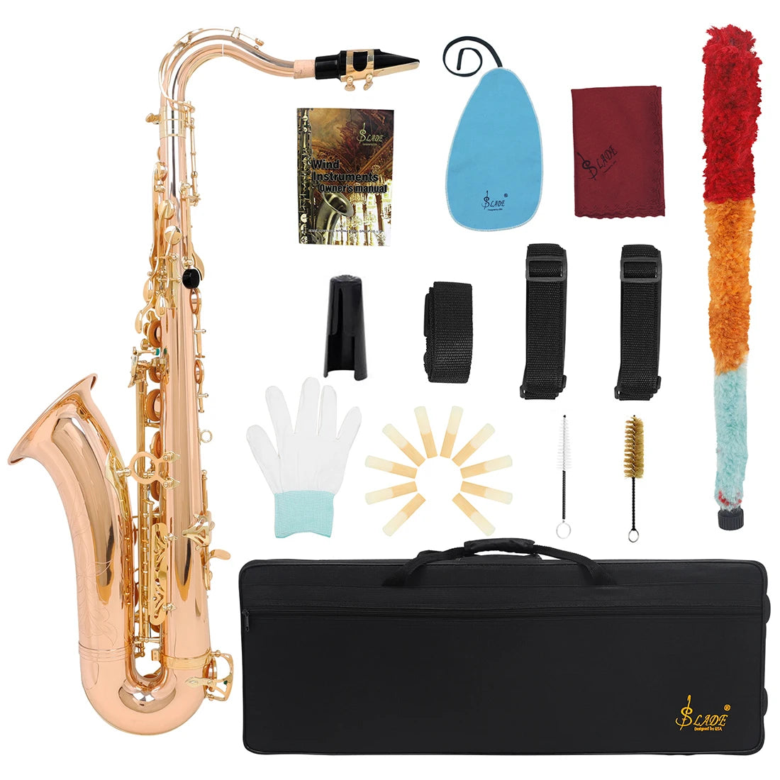 SALDE Tenor Saxophone Brass B-Flat Tenor Laser Engraved Sax Woodwind Instrument With Carrying Case Gloves Parts & Accessories