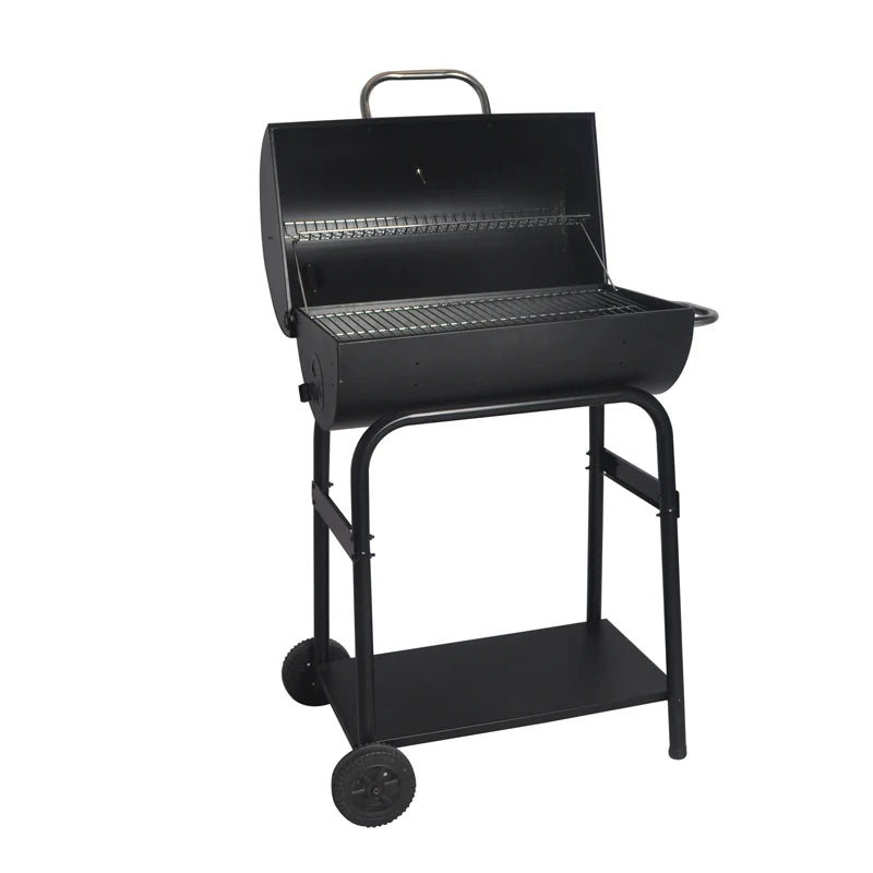 SEJR Classic Black Charcoal Barrel Smoker BBQ Grill 82*70*127cm