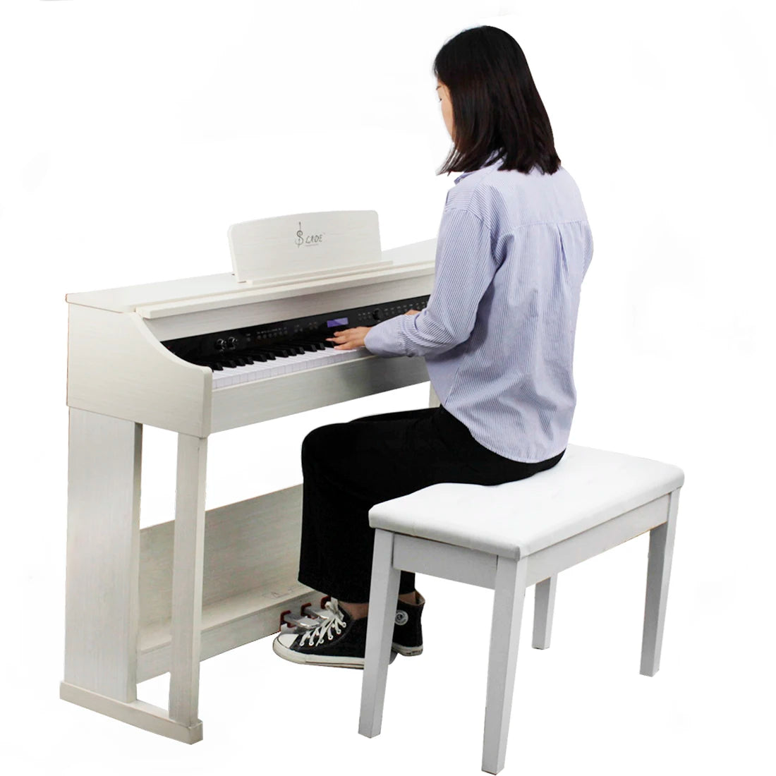 SLADE 88 Keys Upright Piano Professional Digital Electronic Wood color Piano Weighted Keyboard Instrument with Piano Bench