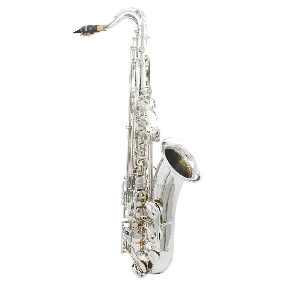 SLADE Silvery Tenor Saxophone Professional Woodwind Instrument with Saxophone Tenor Accessories Brass Sax Music Instruments
