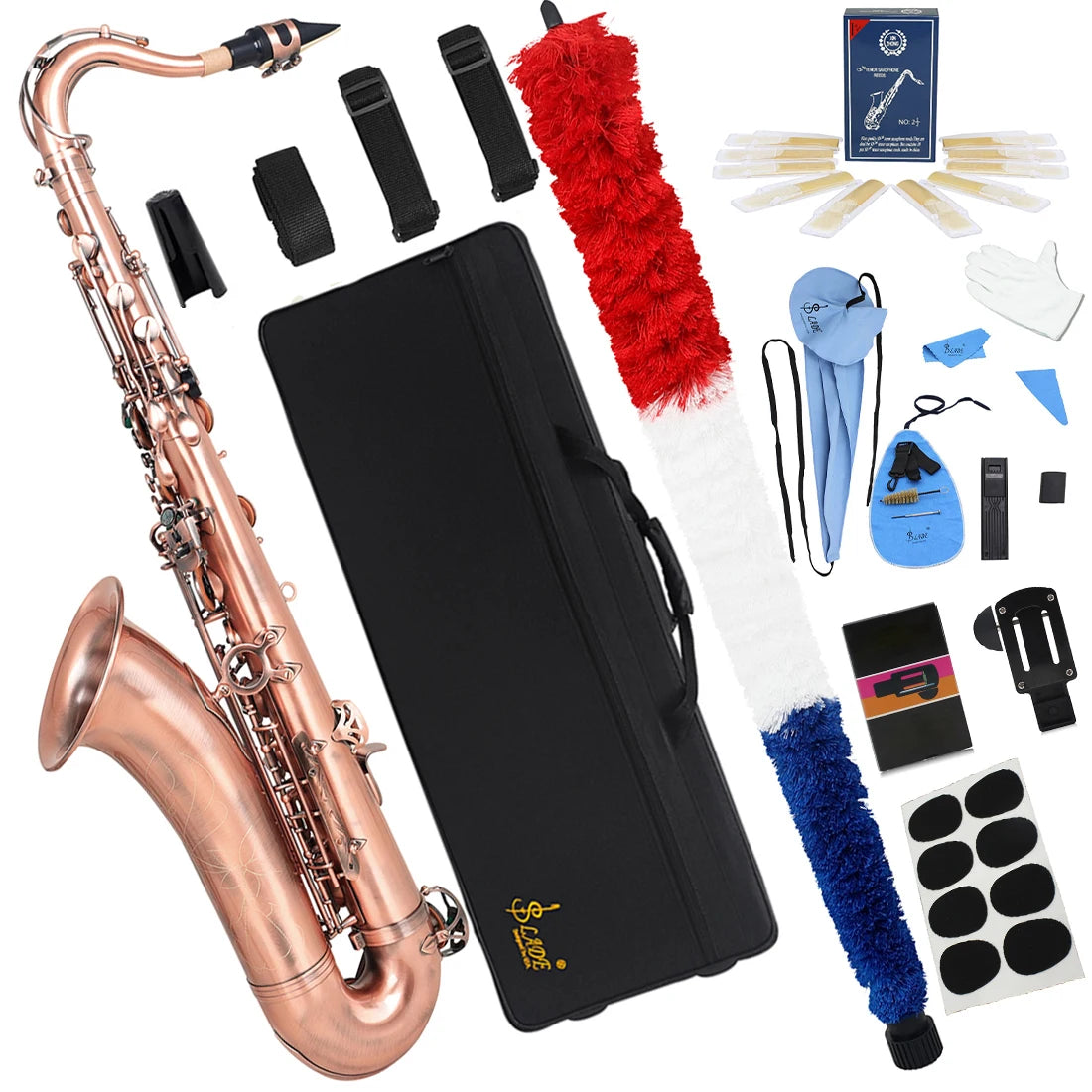SLADE Tenor Saxophone Professiona Brass Gold Silver Nickel Plating Classic Tenor Saxophone Bb Adjustment Sax with Accessories