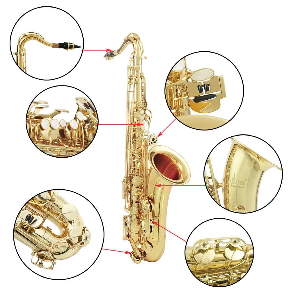 SLADE Tenor Saxophone Professional Plating High End Electrophoretic Gold Plating Classic Tenor Saxophone Bb Adjustment Sax