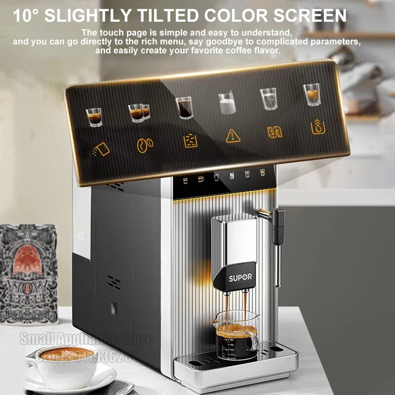 * SUPOR SW-CFA101 Fully Automatic Coffee Machine Household Espresso Maker Smart Touch Latte Cappuccino American Automatic Cleaning