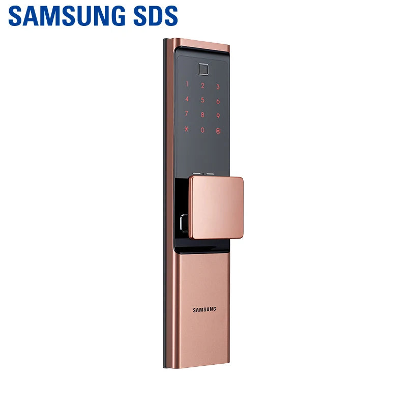 Samsung Home Security Electronic Intelligent Wooden Digital Door Lock  Fingerprint Smart Auto Mortise Lock SHP-DR719 Gold Color