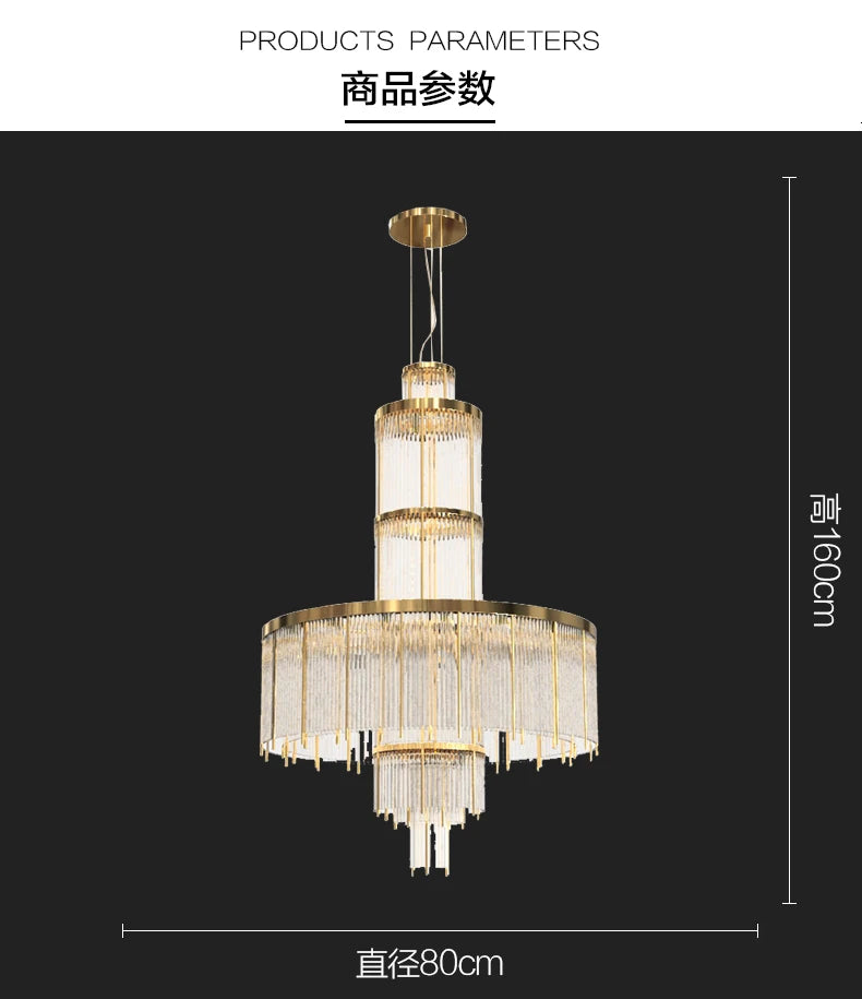 Light luxury duplex building crystal chandelier living room personality dining room stairs villa modern minimalist luxury lamp