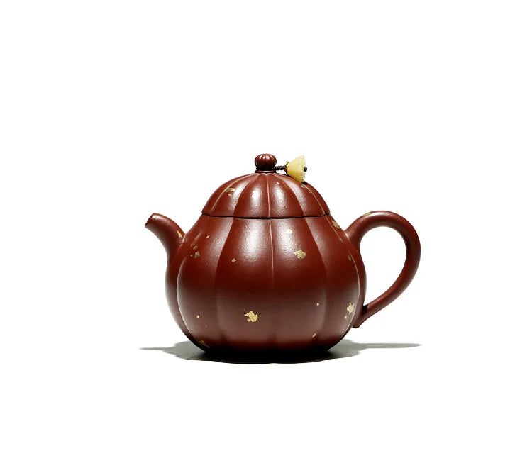 【 Changtao 】 Yixing Purple Clay Pot Handmade Tea Pot, Wang Tao's Rib Pattern Tool, Sprinkled Gold, Zhu Mud, Gao Pan