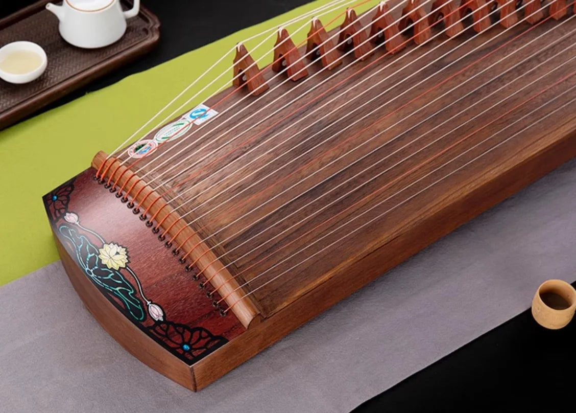 Guzheng 125cm lotus figure 21 strings Golden sandalwood material China stringed instruments