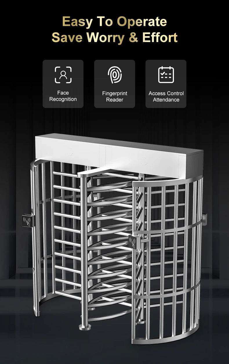 Intelligent CE Approved Full Height Turnstile Gate / Turnstile Security Systems