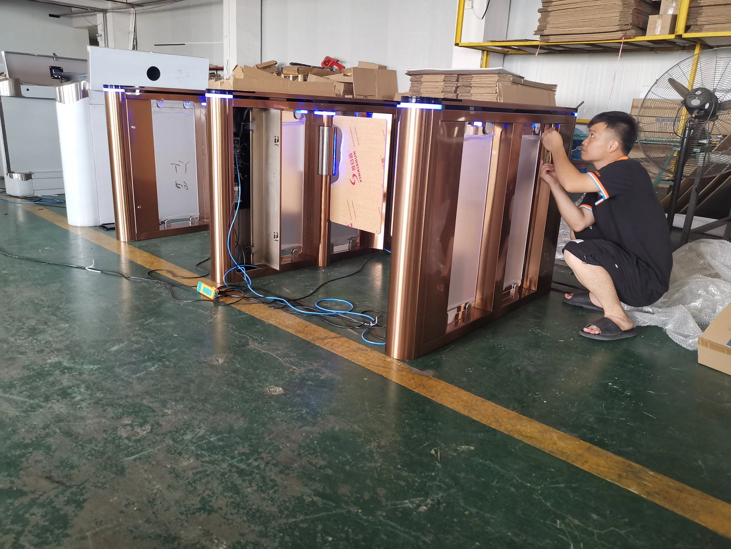 Security pedestrian access control swing turnstile barrier speed gate system for hotels