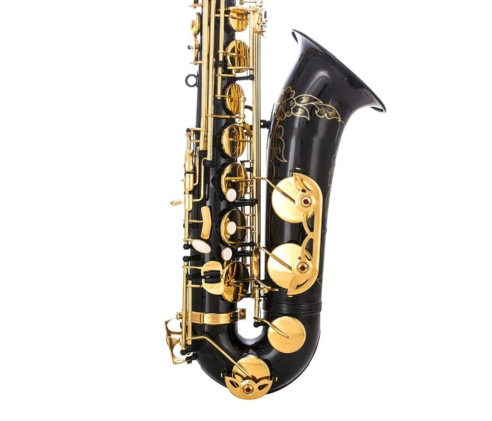 SevenAngel Professional Tenor Saxophone Bb Tune B Flat Sax  Black Nickel Gold  Surface High Quality Brass Instruments With Case