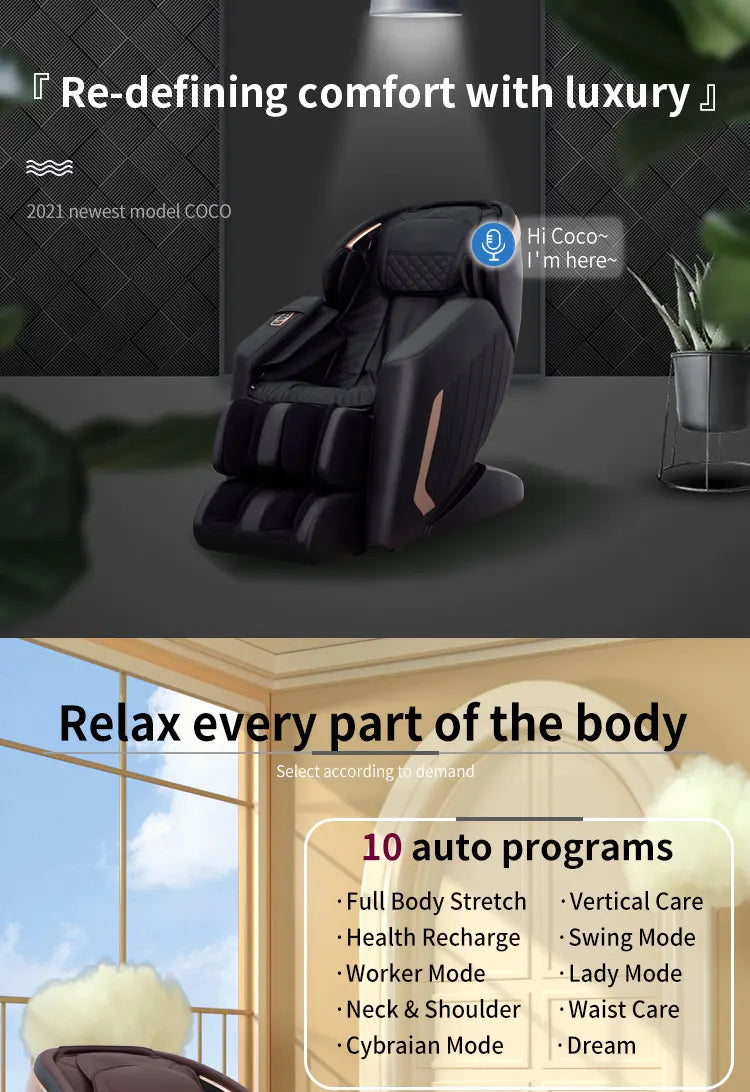 Electric smart full body massager luxury 4D zero gravity massage chair