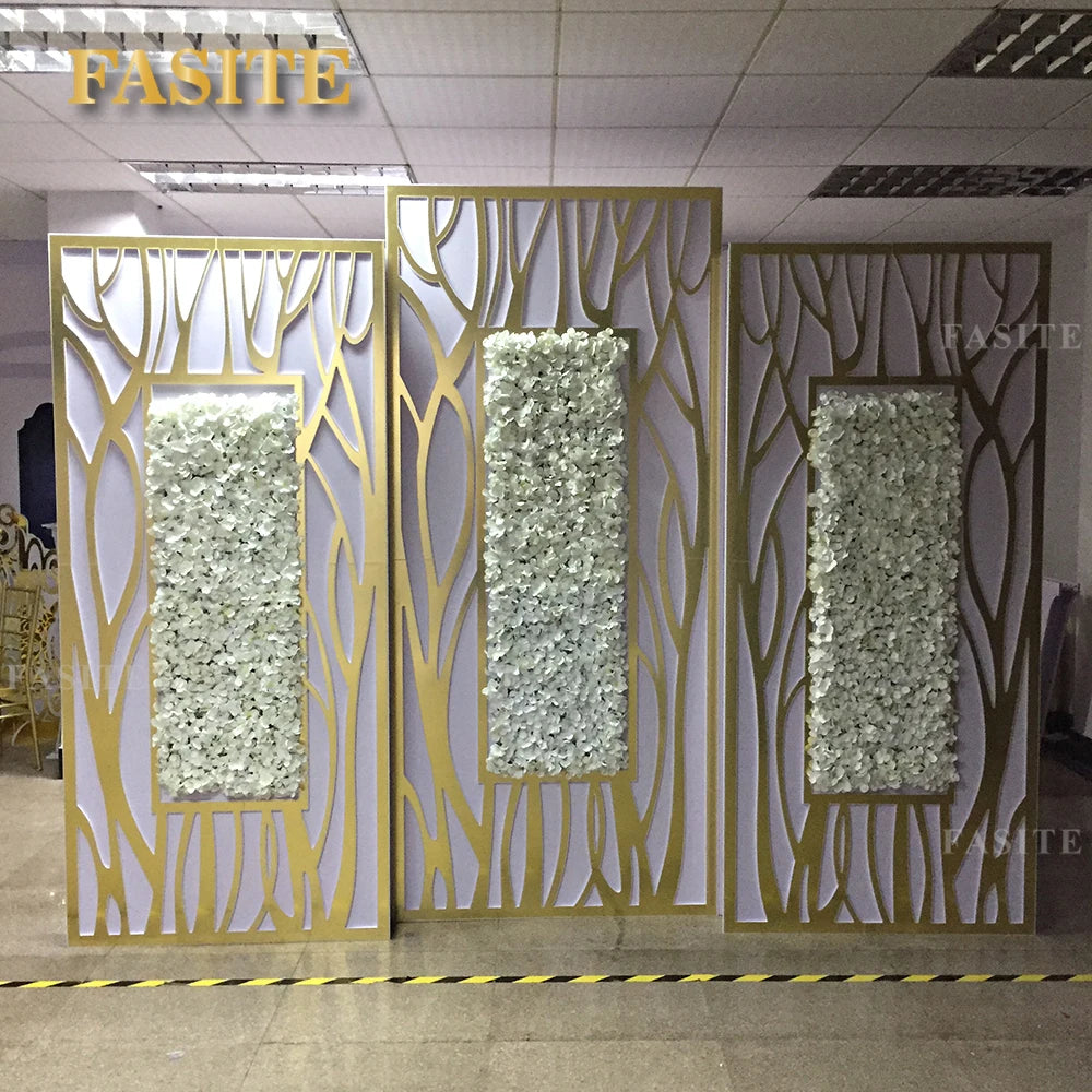 Luxury Golden Acrylic Flower Backdrop Decoration For Event Birthday Party