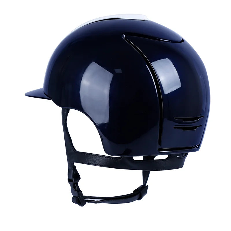 Shine shell black and white helmet riding equestrian equipments removable inner deep blue and white cromo2 head guard protection