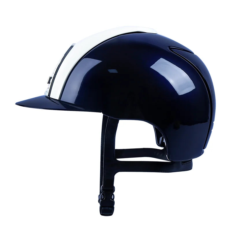 Shine shell black and white helmet riding equestrian equipments removable inner deep blue and white cromo2 head guard protection