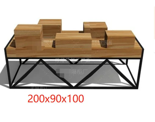 Shopping mall display cabinet, glasses display cabinet, ecological board, wood grain shelf counter, customized in Dazhong Island