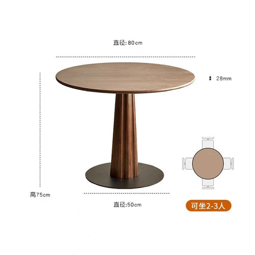 Solid wood circular dining table, Nordic small household, simple and casual table, retro style