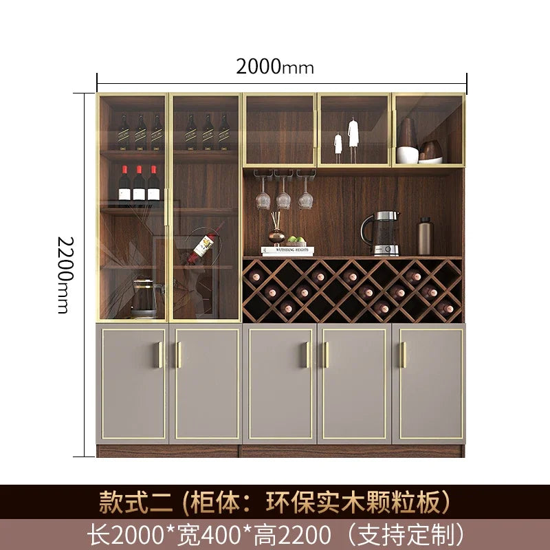 Solid wood wine cabinet glass door display living room high-end wall red wine high cabinet combination