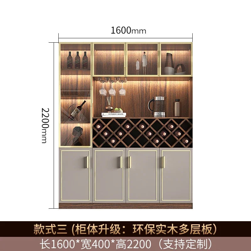 Solid wood wine cabinet glass door display living room high-end wall red wine high cabinet combination