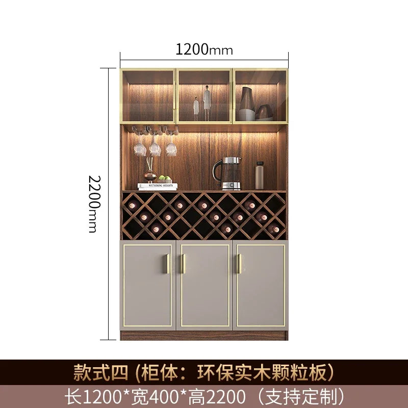 Solid wood wine cabinet glass door display living room high-end wall red wine high cabinet combination