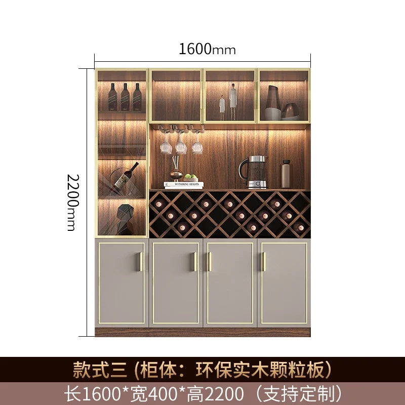 Solid wood wine cabinet glass door display living room high-end wall red wine high cabinet combination