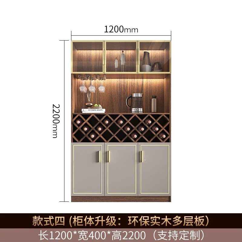 Solid wood wine cabinet glass door display living room high-end wall red wine high cabinet combination