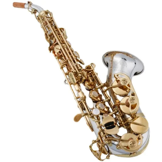 Soprano Saxophone 9937 Silvering Gold Key With Case Sax Mouthpiece Ligature Reeds Neck