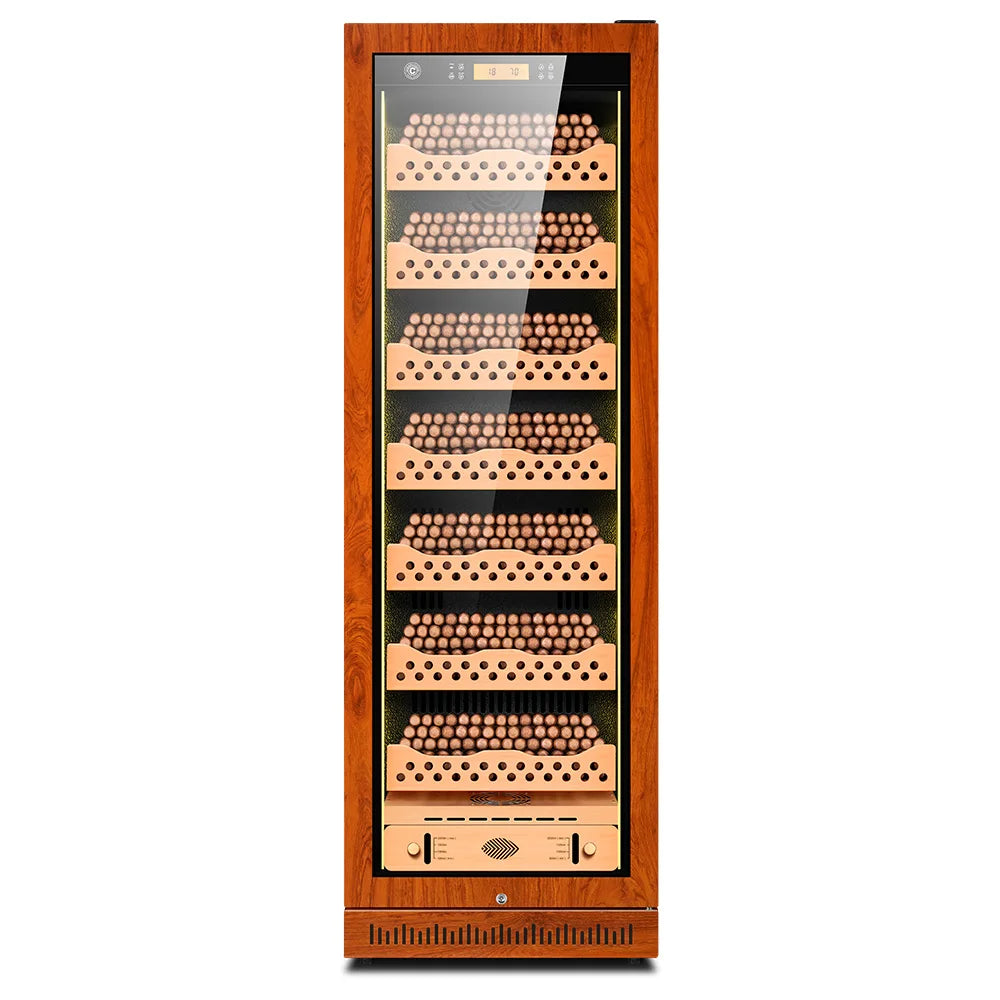 Spanish Cedar Wood Inner Cigar Humidor Electric Cooler Refrigerator Compressor 1600PCS Capacity Thermostatic Moisturizing 188W1