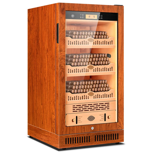 Stainless Steel Cigar Humidifier Cigar Cabinet Humidor Intelligent Electronic Constant Temperature Humidity Cedar Wood Inner 22C