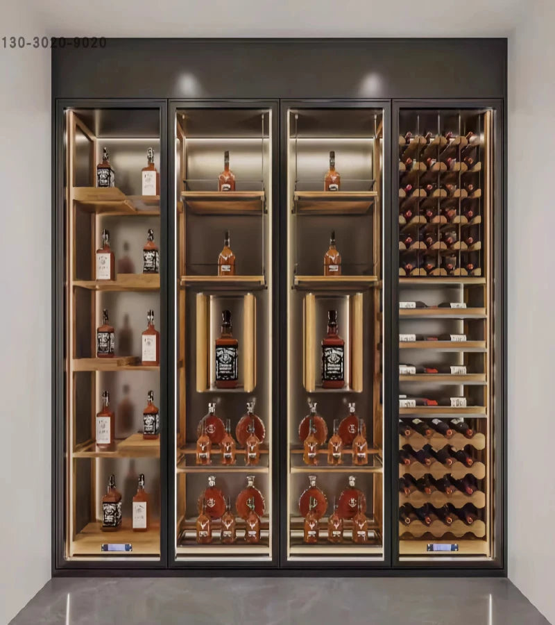 Stainless steel thermostatic wine cabinet, customized cigar cabinet, commercial Baijiu glass display cabinet, villa, wine cellar